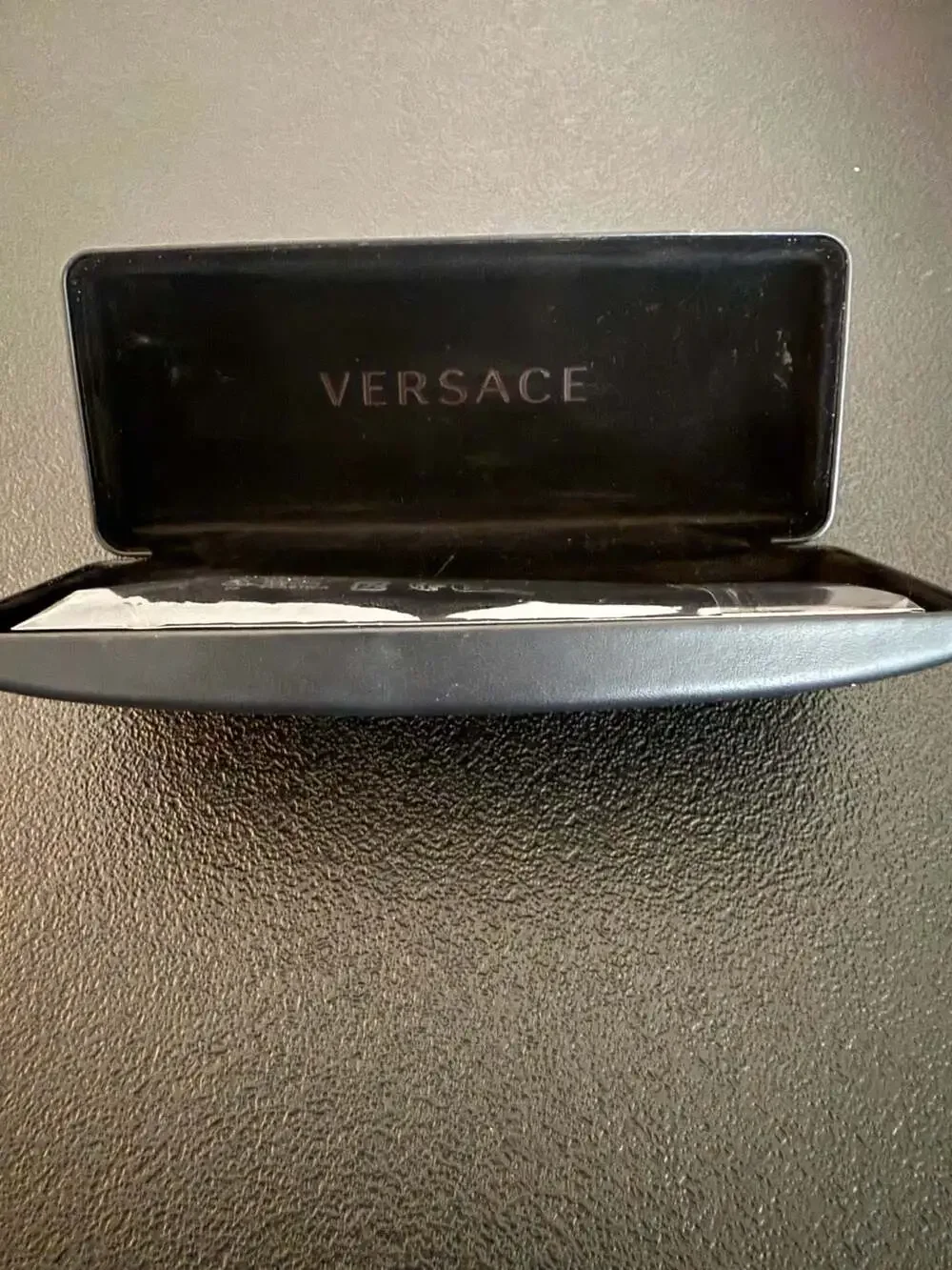 Versace Black Hard Shell Eyeglass Case with Cleaning Cloth